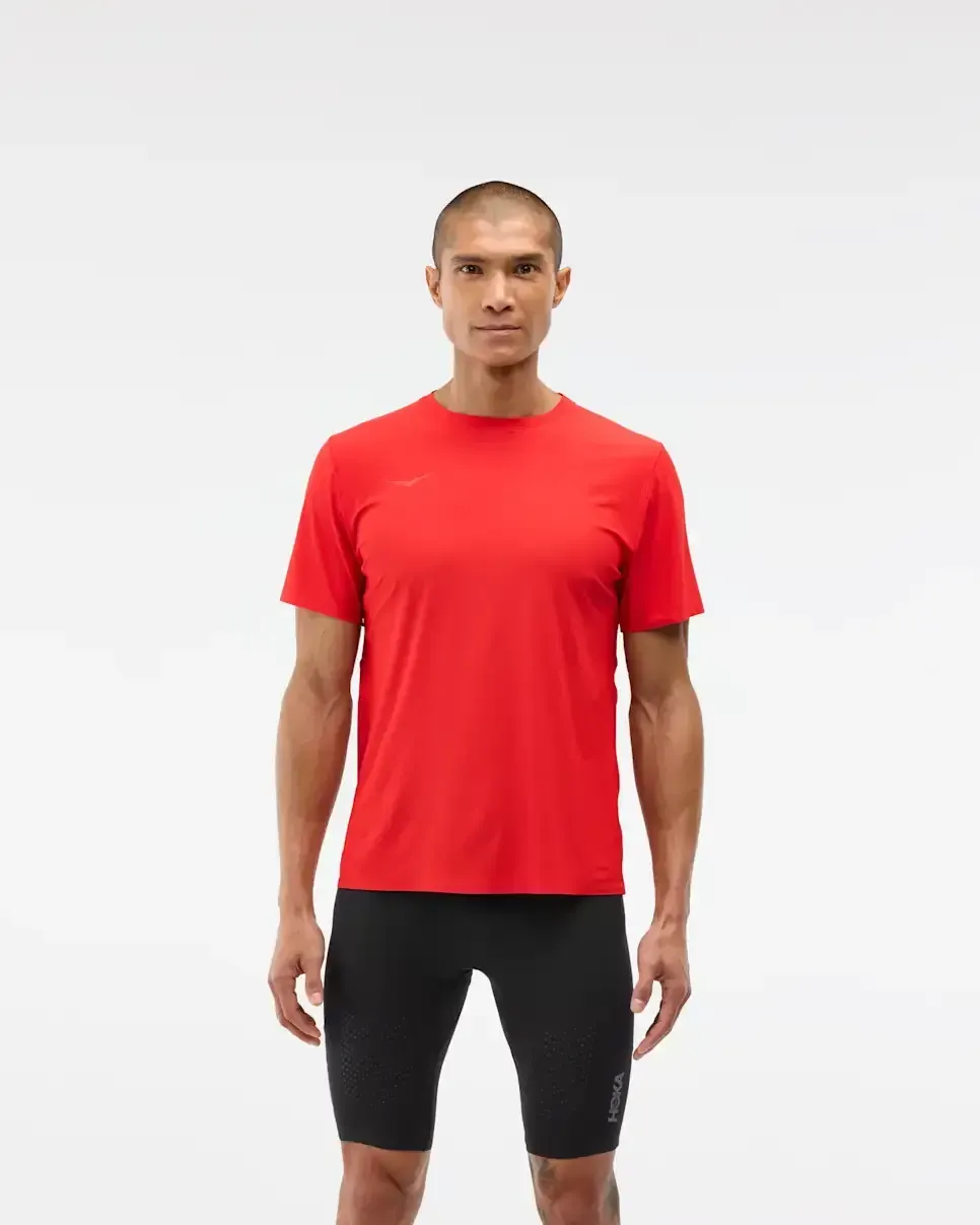 HOKA Airolite Short Sleeve 2.0 Vermillion - Men's Best Selling HOKA Running Shoes - front view