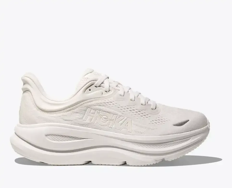 HOKA Bondi 9 Triple White (Women’s) - Road Running Shoes - front view