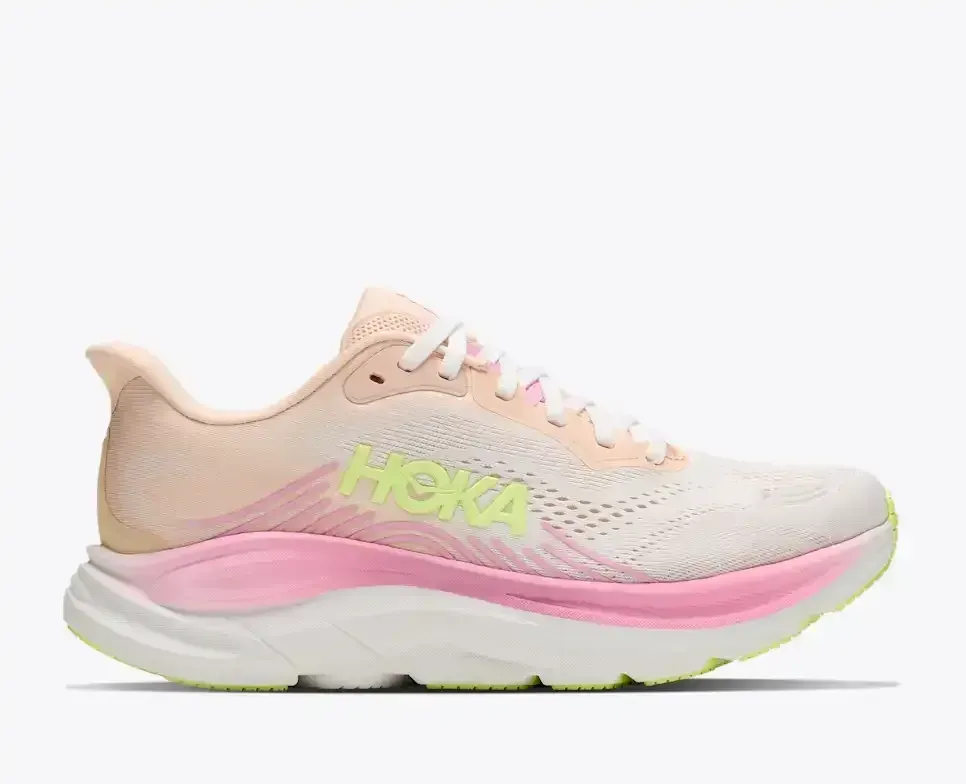 HOKA Clifton 11 Tangerine Glow White (Women’s) - Road Running Shoes - front view