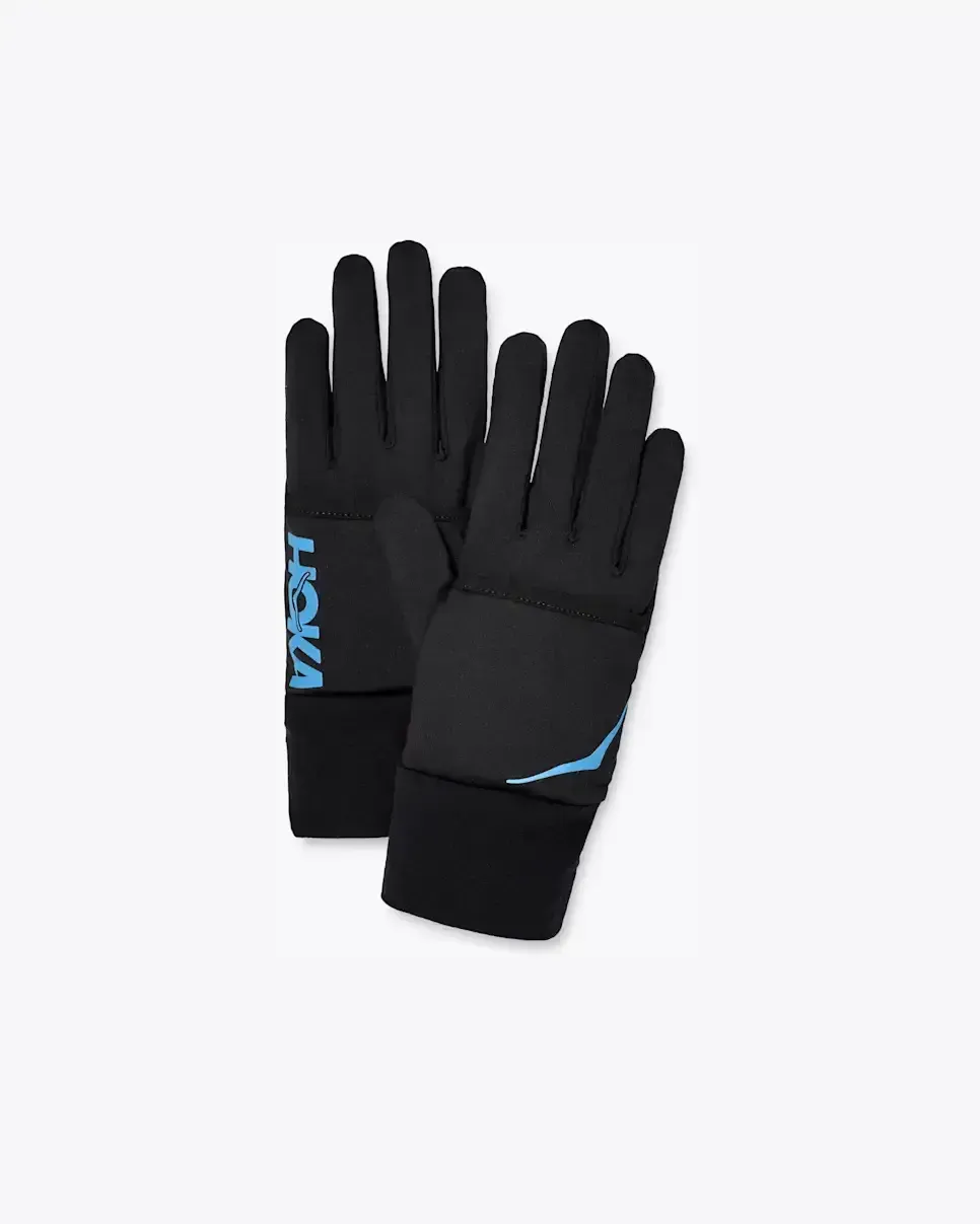 HOKA ColdSnap Fleece Gloves Black - Men's HOKA Exclusives - front view
