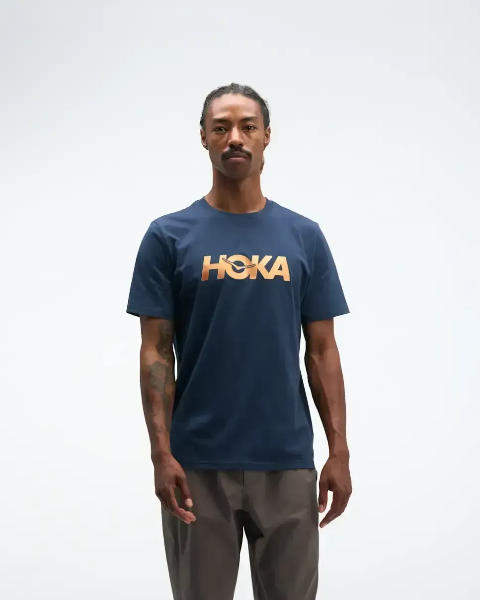 HOKA Core Logo Graphic Tee Varsity Navy Nold - Men's New Arrivals - front view