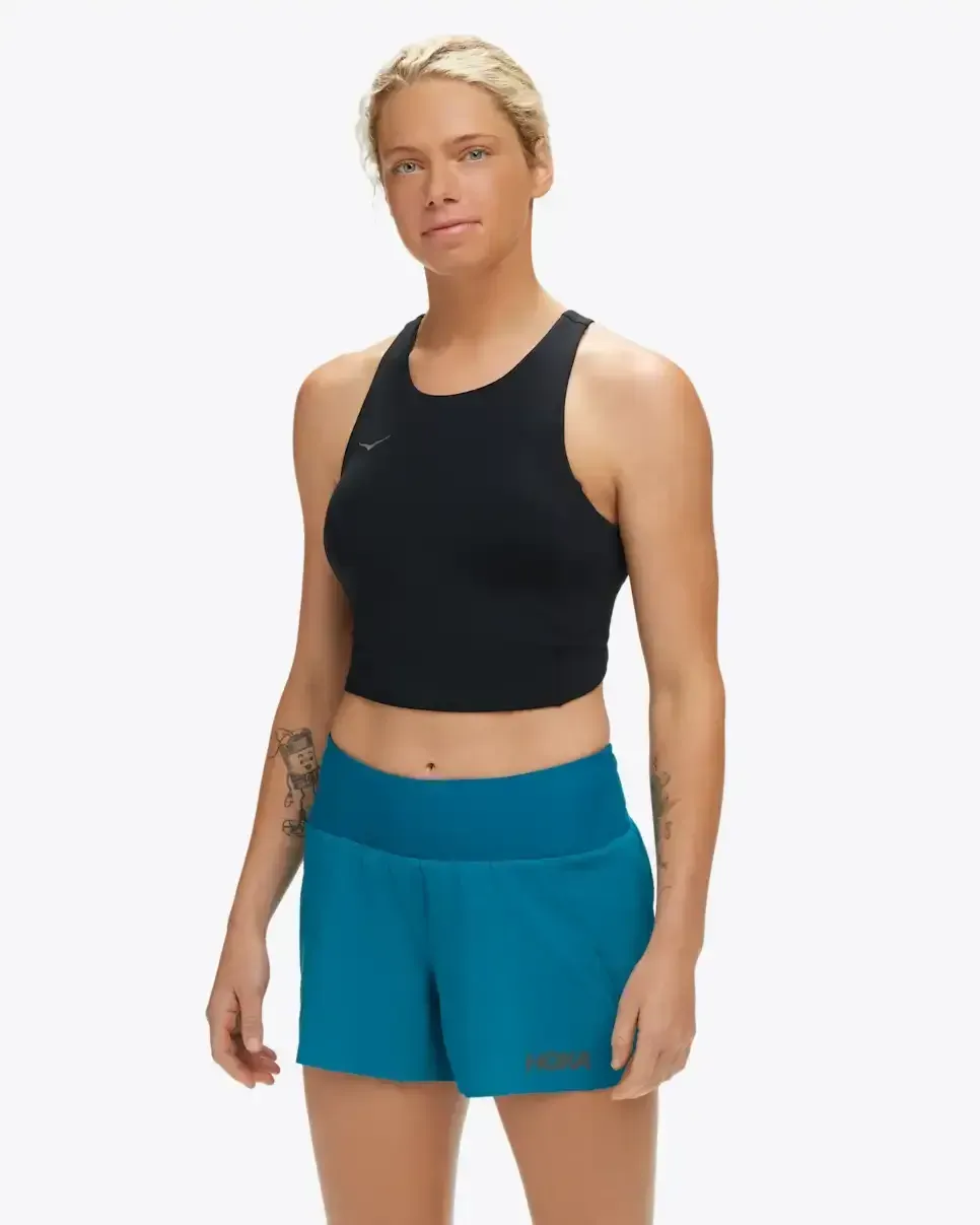 HOKA Elaro Crop Bra Black (Women’s) - Women's HOKA Exclusives - front view