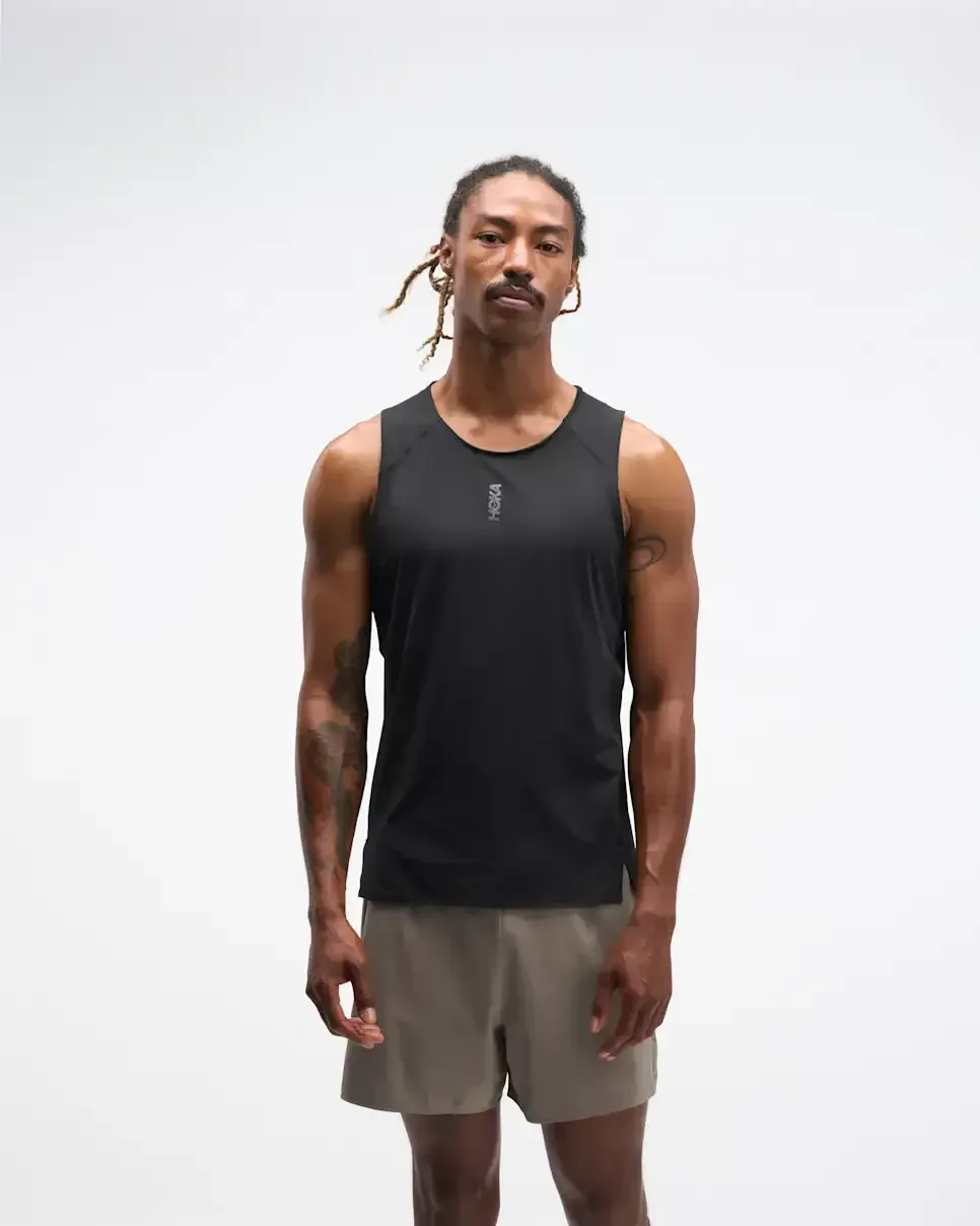 HOKA EveryRun Tank Black - Men's Running Clothing & Gear - front view