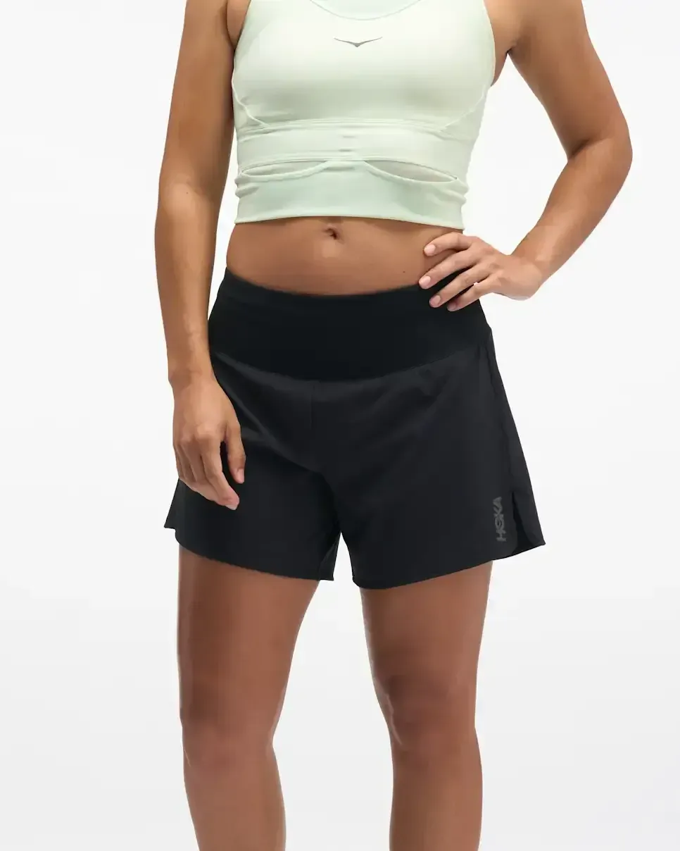 HOKA Glide Short MR 5” 2in1 Black (Women’s) - Ladies Running Shorts, Leggings & Trousers - front view