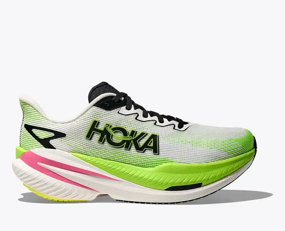 HOKA Mach X 3 White Neon Lime (Women’s) - Women's Running Shoes - front view