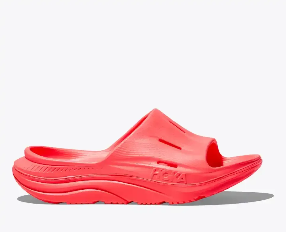 HOKA ORA Recovery Slide 3 Neon Flame - Men's Running Shoes & Trainers - front view