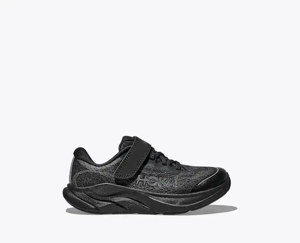 HOKA Rincon 4 Black (Little Kids) - Black Footwear - front view